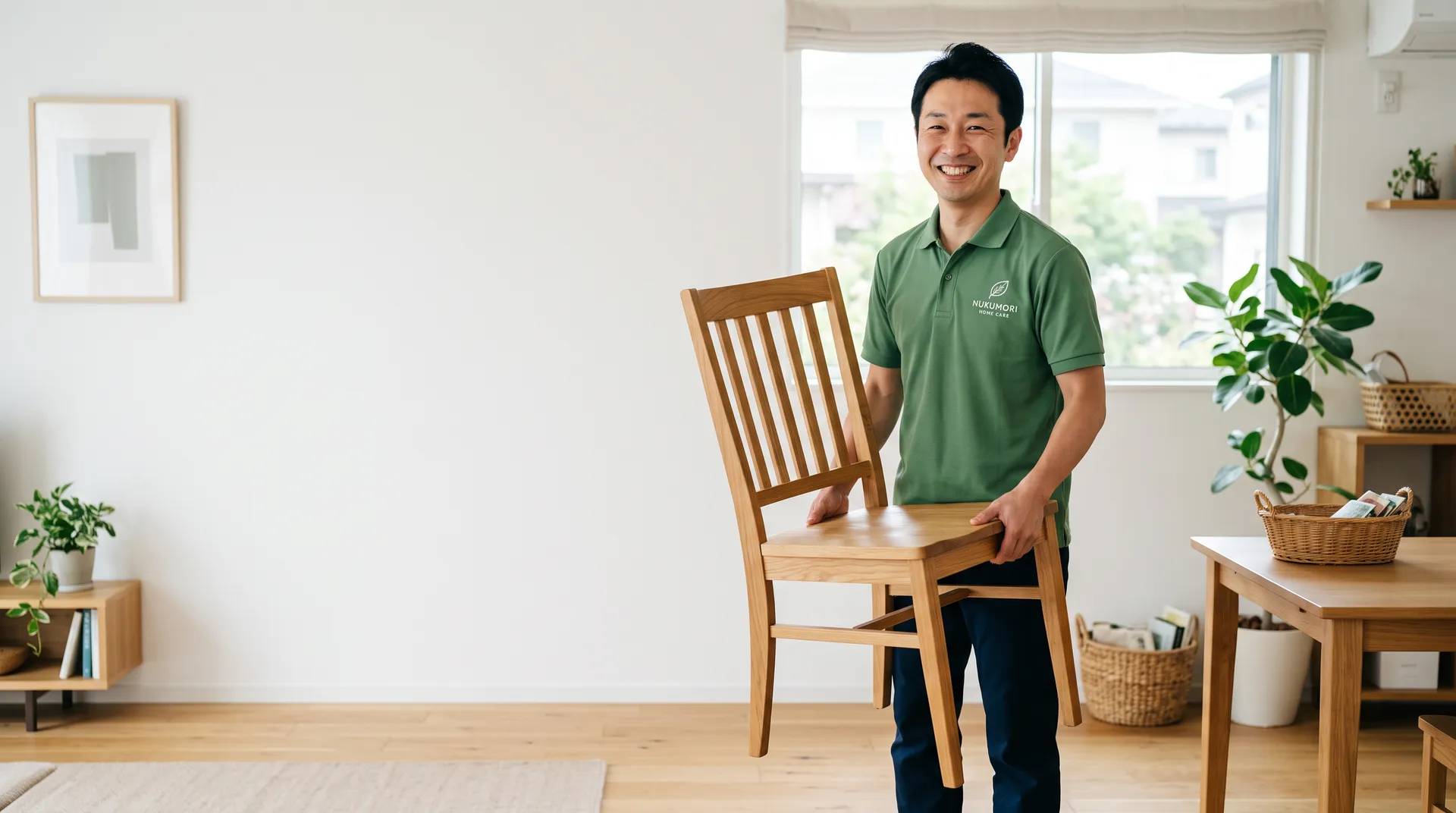 笑顔で家具を丁寧に運ぶスタッフ