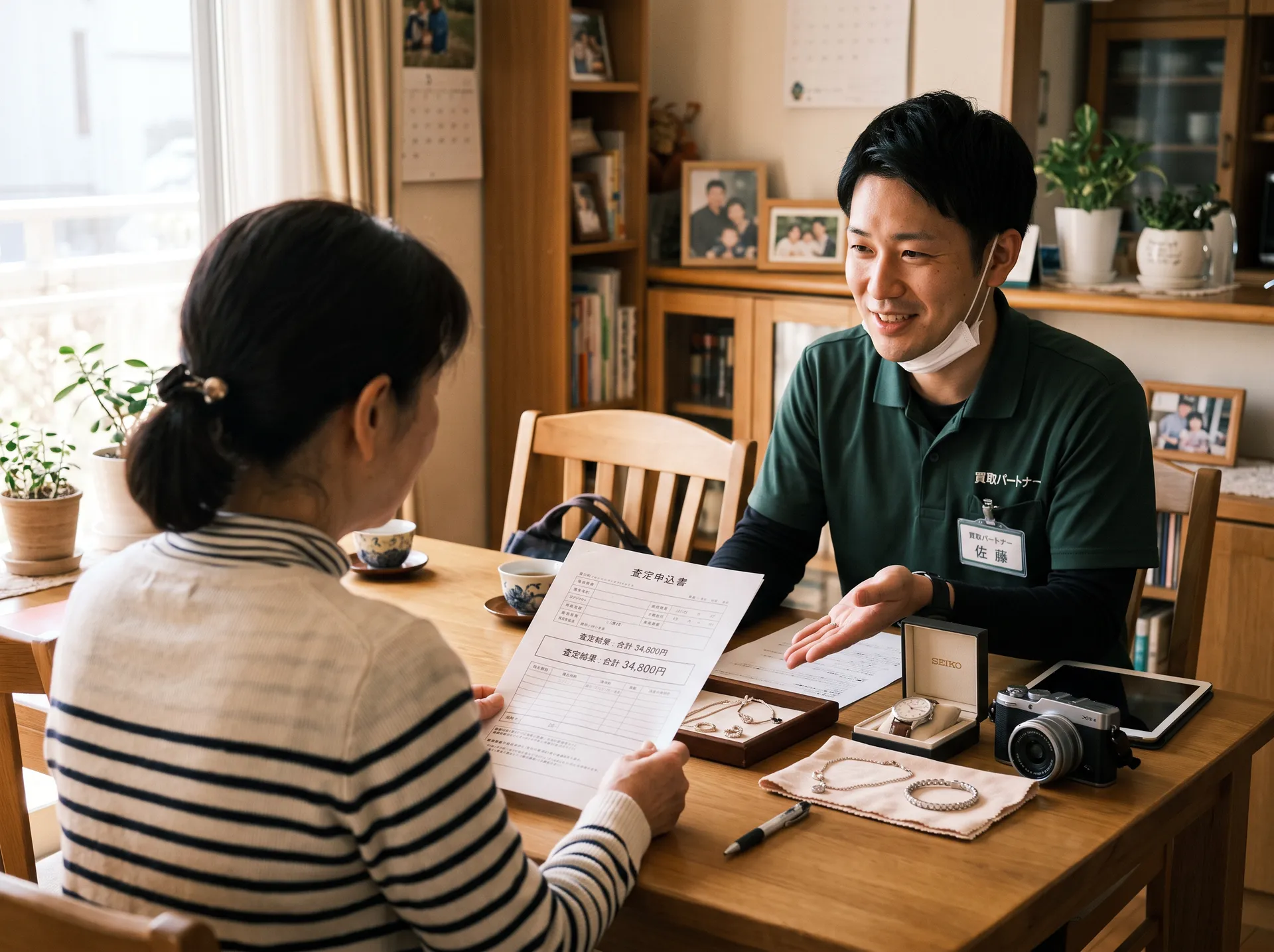 査定内容をお客様に説明しているスタッフ