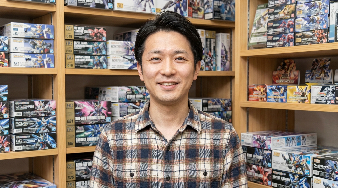 笑顔でホビーの魅力を語る社長の山田健太郎