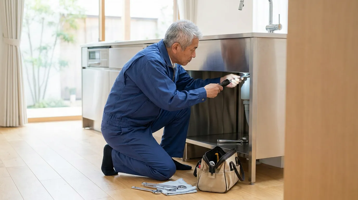 水道修理作業中の職人
