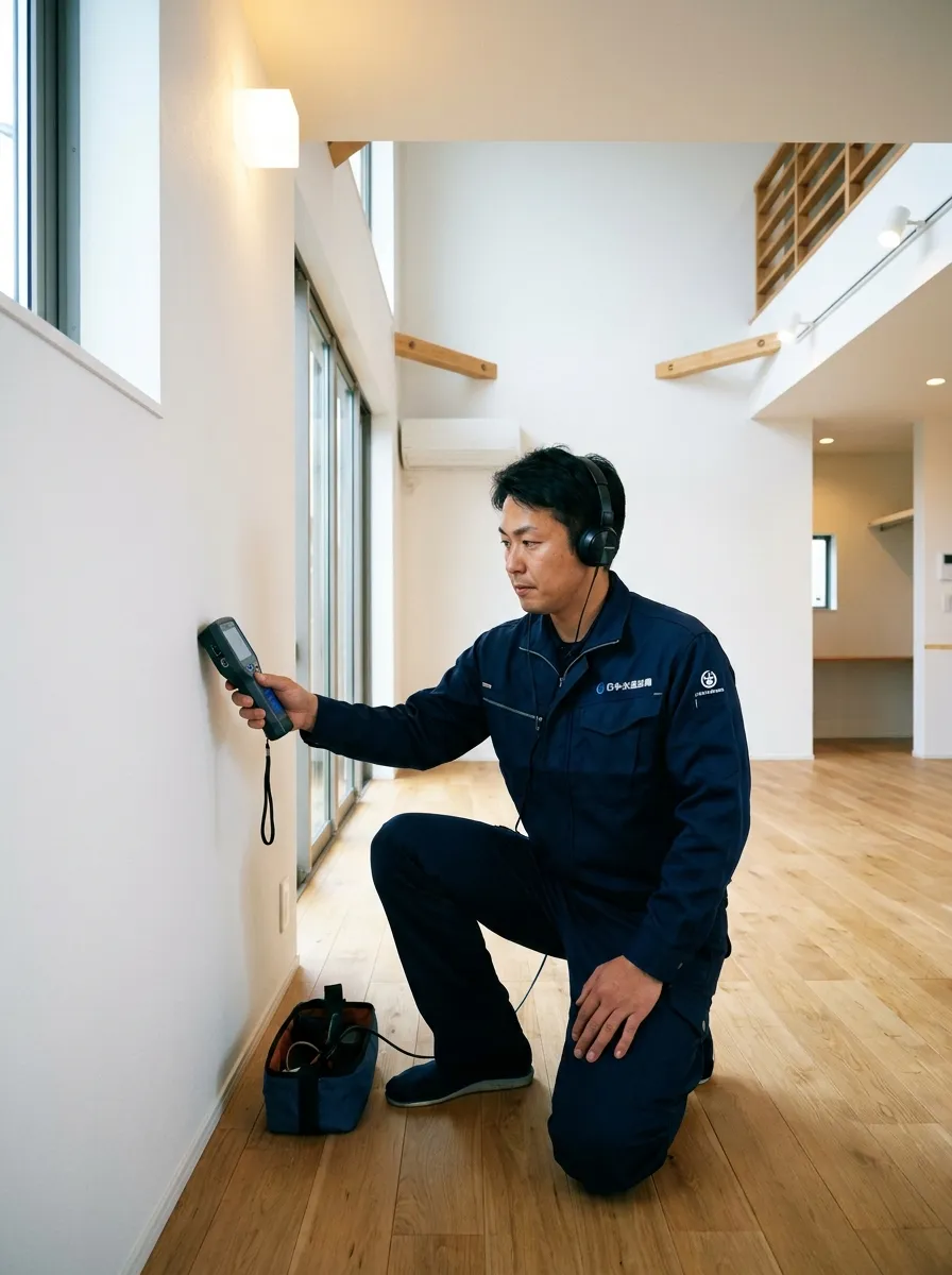 四谷での漏水調査と修繕の様子