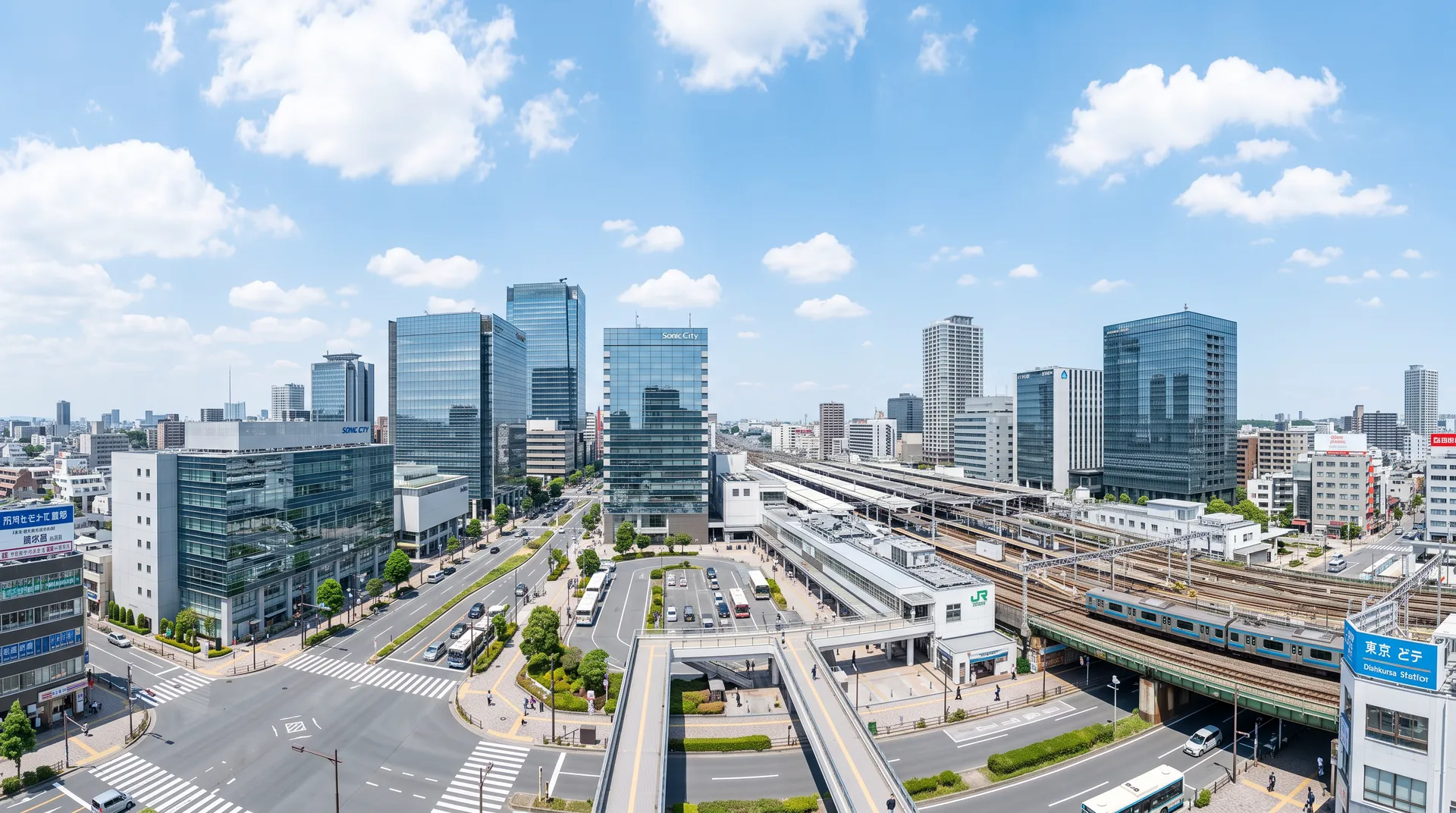 大宮の街並みと青空
