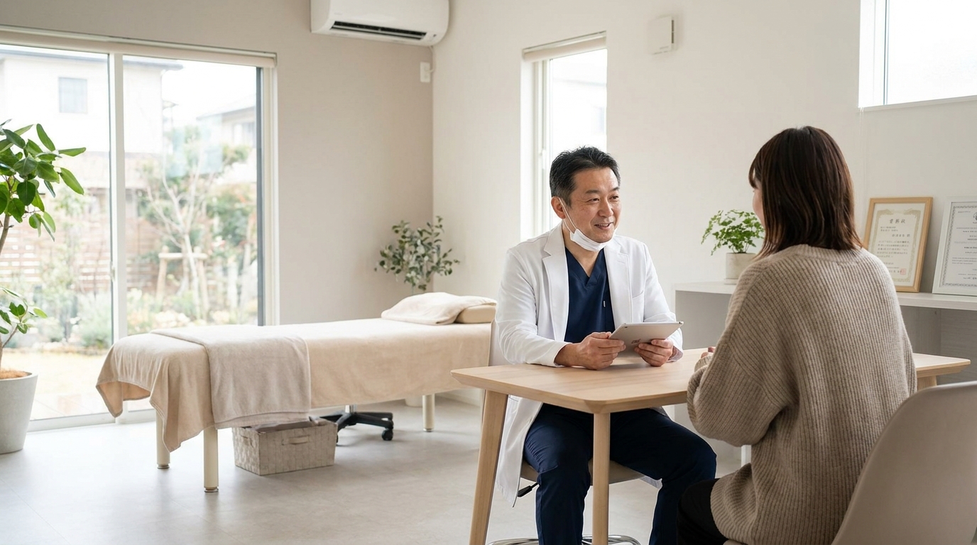 当院の施術風景や落ち着いたカウンセリングの様子