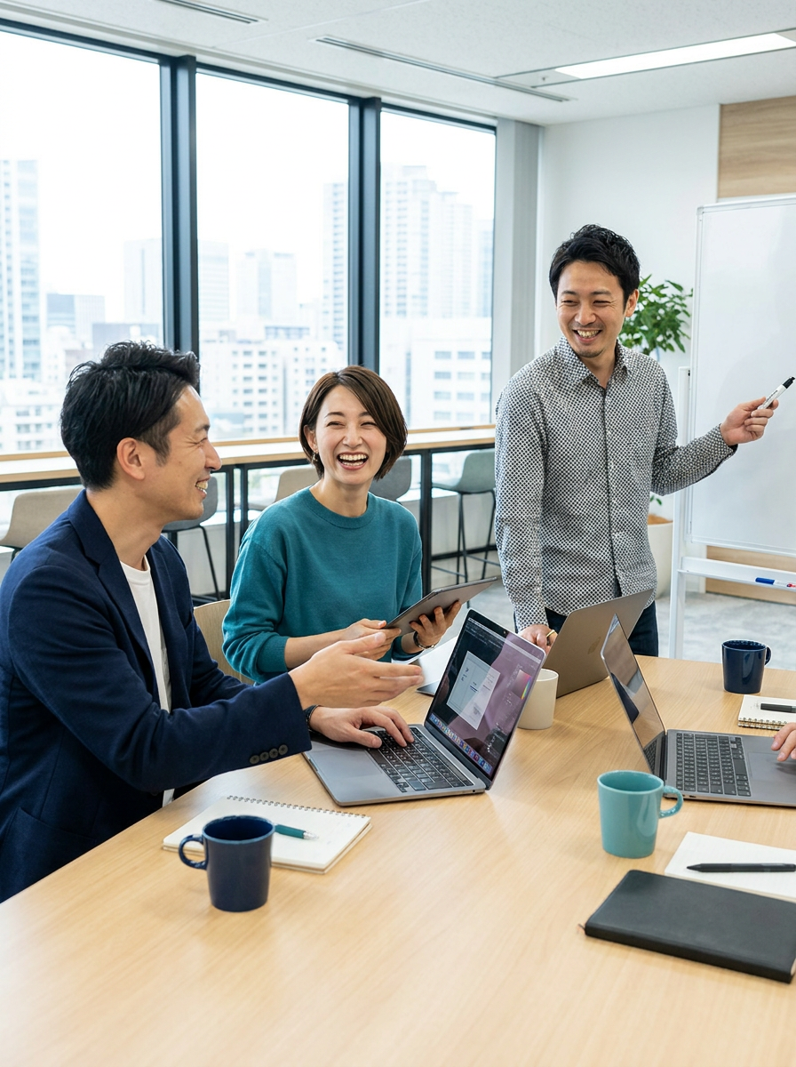 チームでミーティングを行う様子
