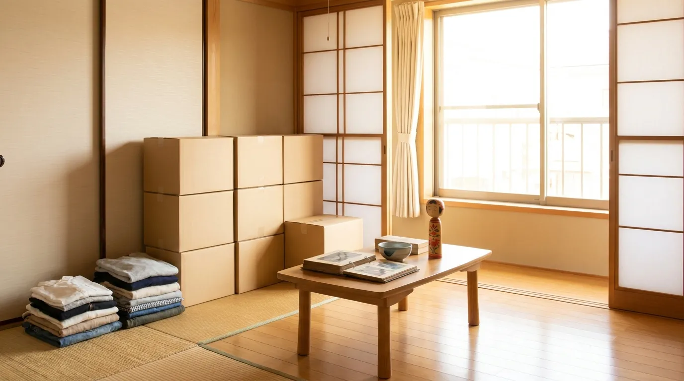 整理された段ボール箱(人物なし)