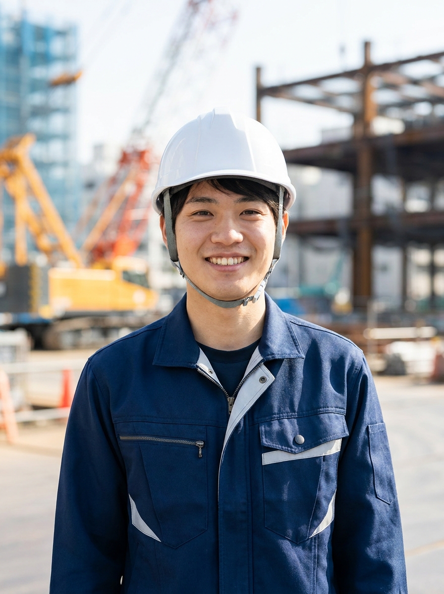 笑顔で現場に立つ若手社員