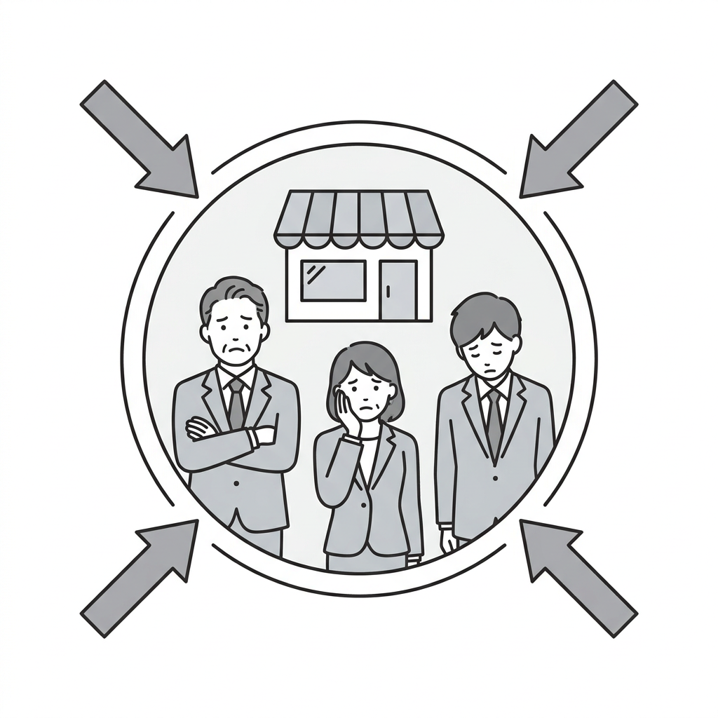 縮小する国内市場のイメージ