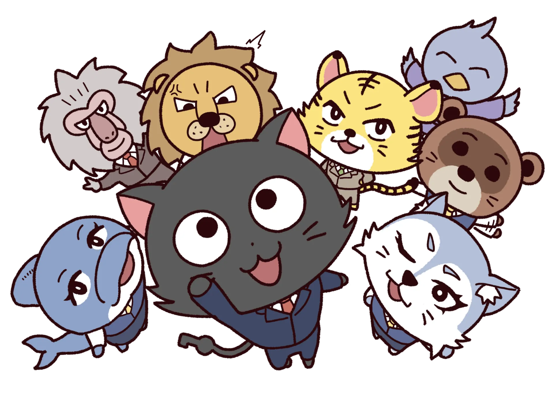 さまざまな動物のキャラクターが集まったイラスト