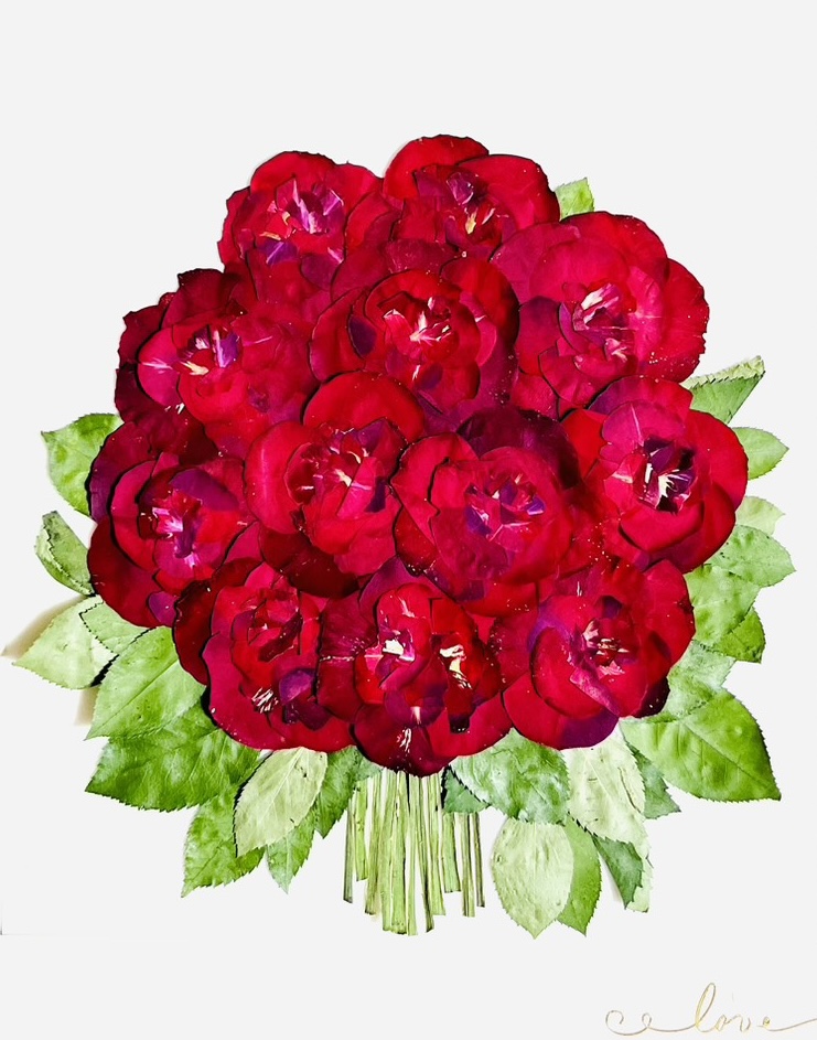 ブーケの押し花額（完成）