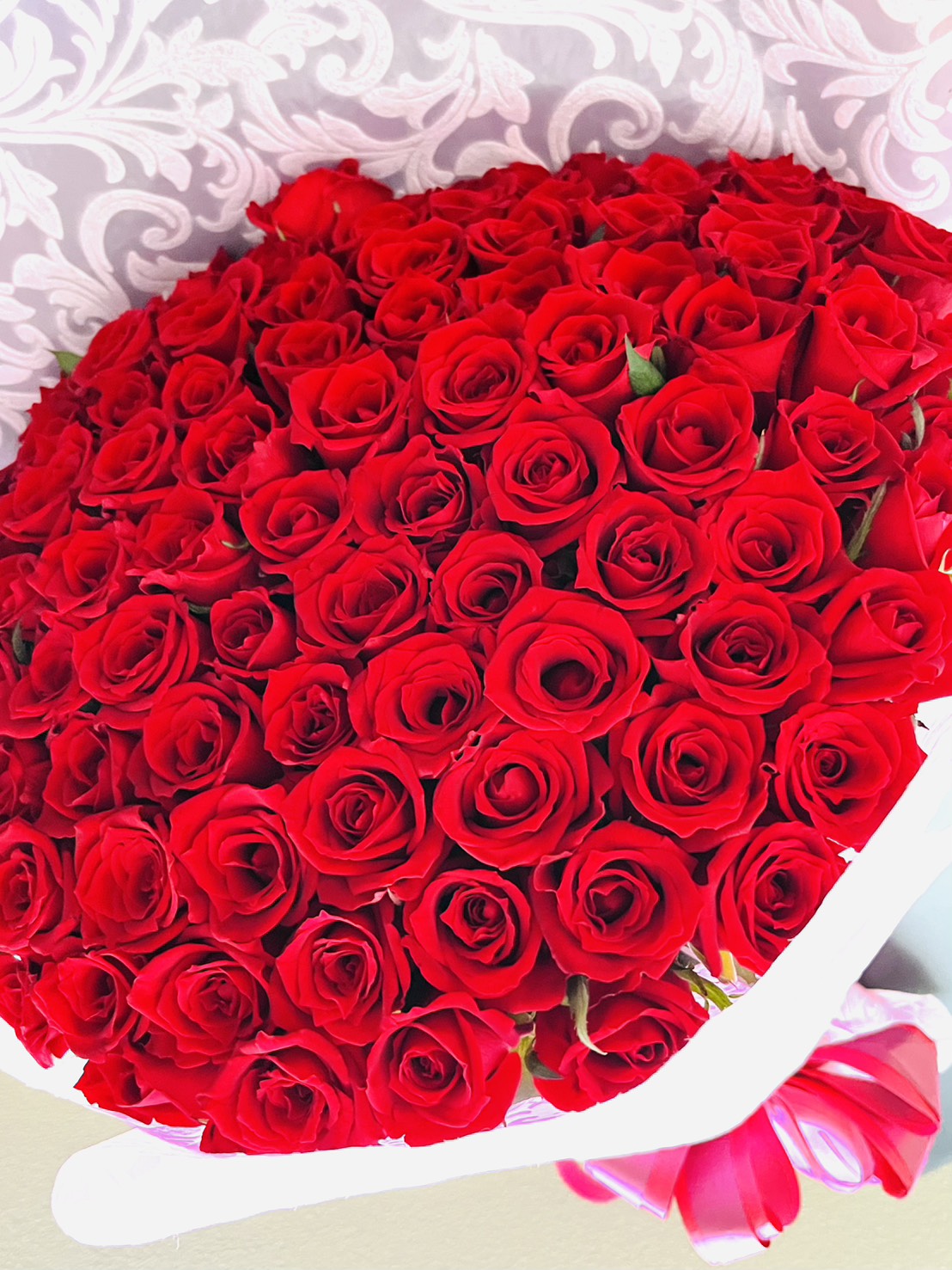 赤薔薇の花束（お預かり時）