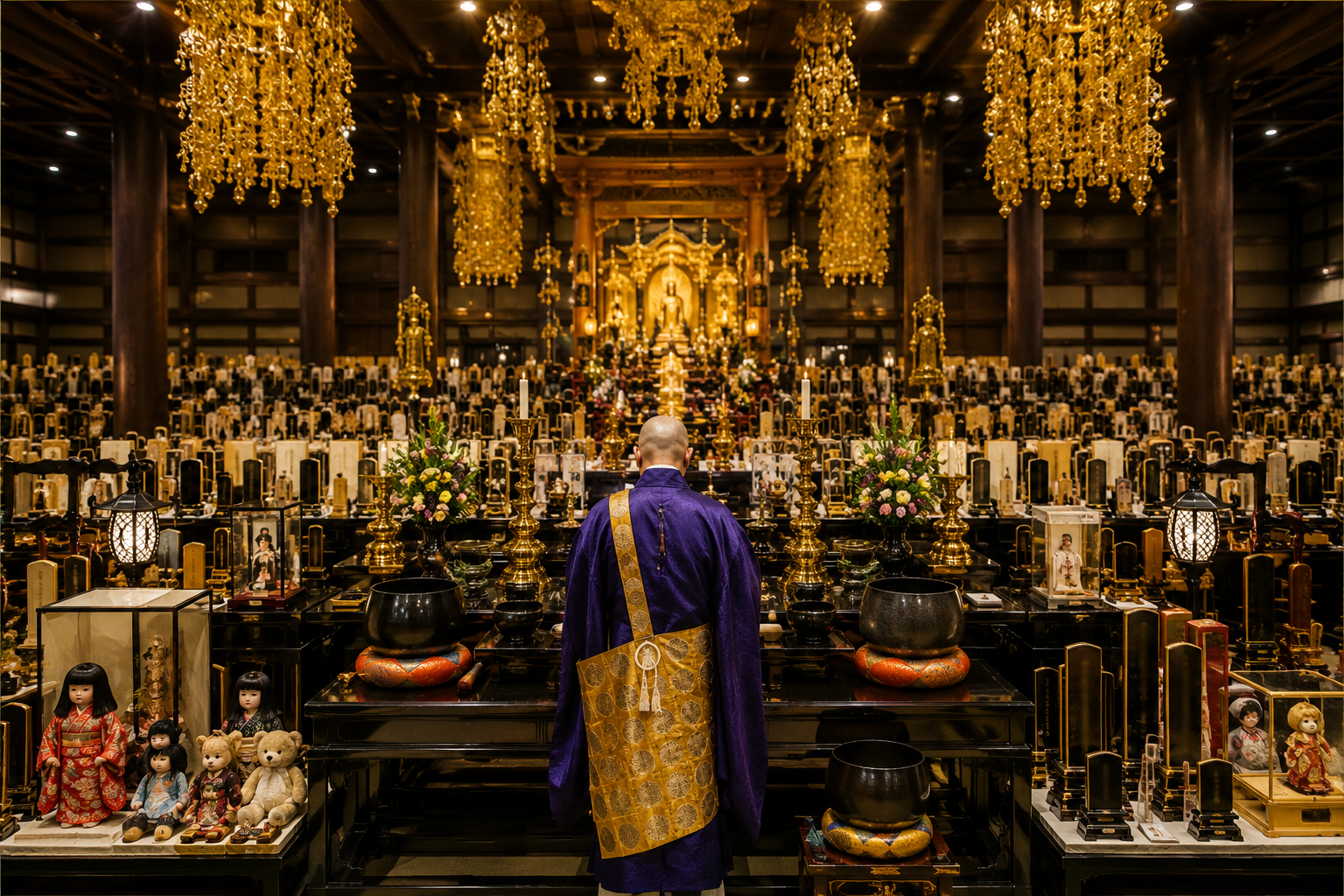 厳粛な供養の風景