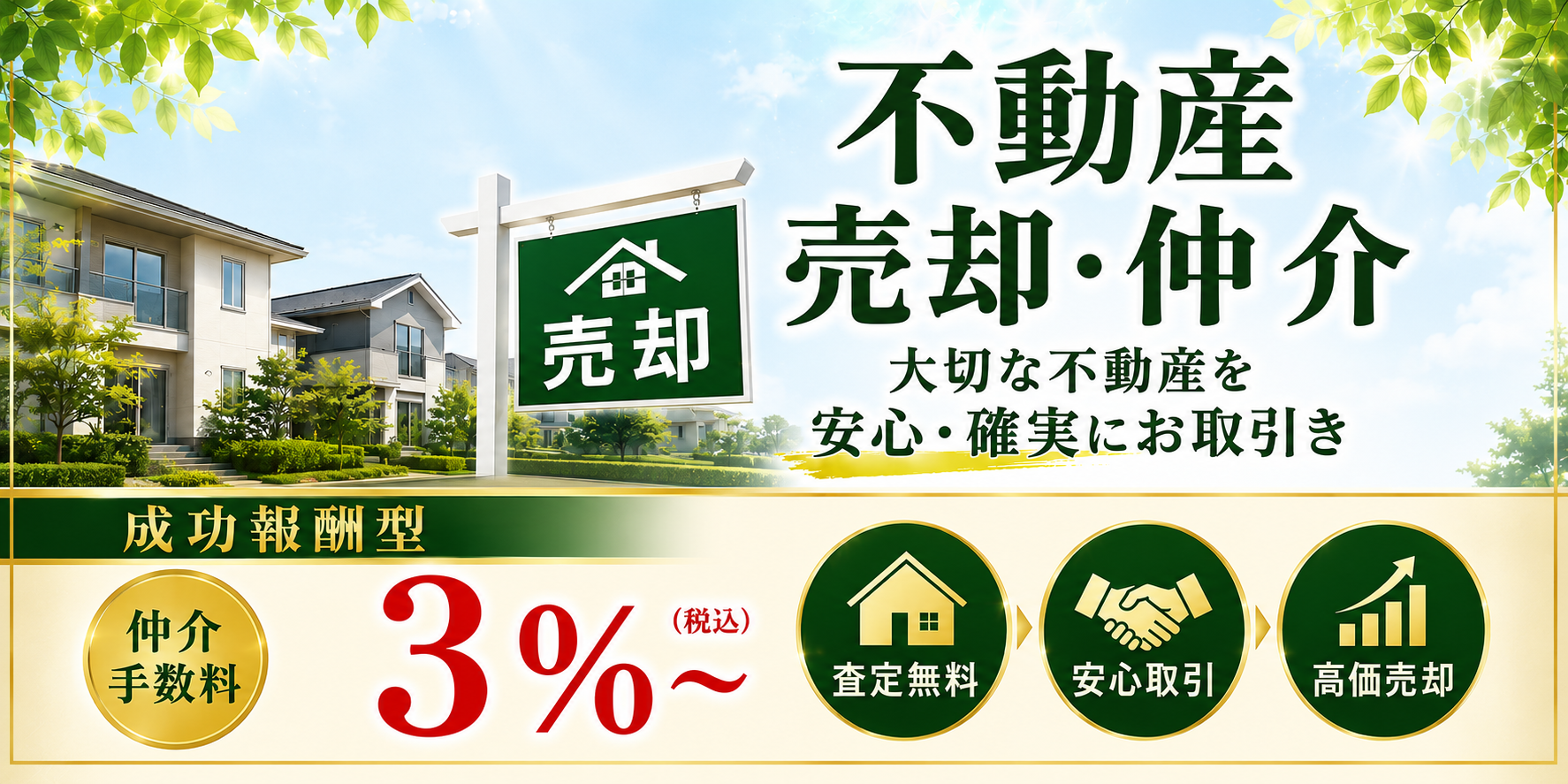 不動産売却・仲介 大切な不動産を高く・早く売却します！ 仲介手数料最大0円