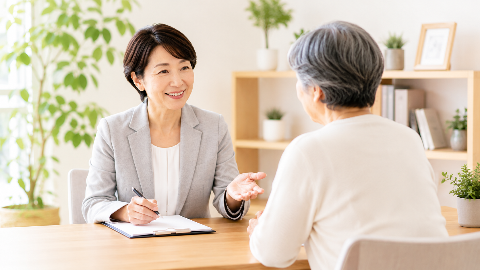 Senior couple consulting with a professional counselor about end-of-life planning